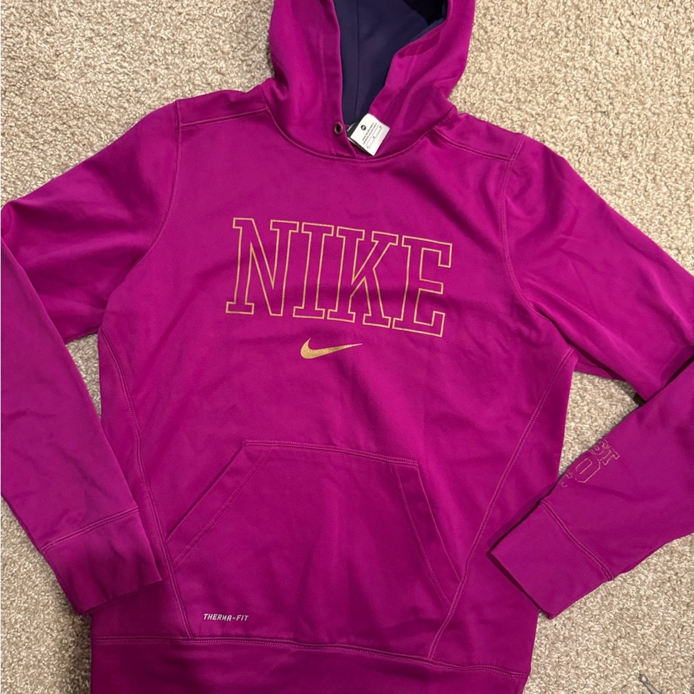 Nike Purple Hoodie with Gold Logo